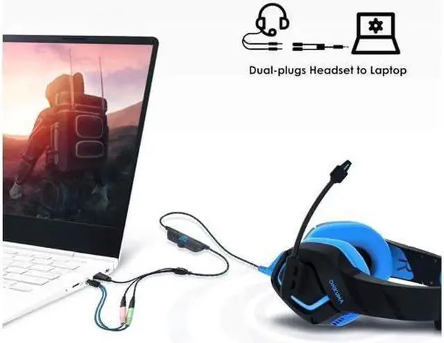 Alt view image 4 of 7 - Headphone Mic Splitter, 3.5mm Headset Adapter (Microphone + Audio) 2 TRS Female to TRRS Male CTIA Stereo Jack Y Cable Compatible for Dual-Plug Gaming Headset to PS4, Phone, Laptop, PC,0.6 Feet