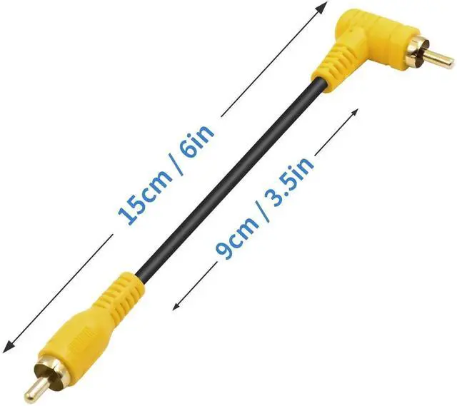 Alt view image 7 of 7 - Short RCA Extension Cable 6in/15cm, 90 Degree RCA Subwoofer Cable, RCA Male to Male Audio Cable Supports Shielded Digital Analogue, for HDTV, DVD, Amplifiers 2 Pack