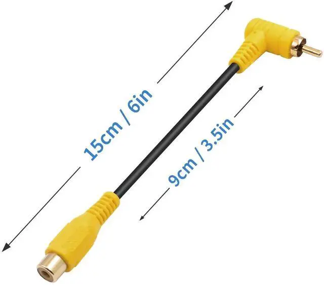 Alt view image 3 of 7 - Short RCA Extension Cable 6in/15cm, 90 Degree RCA Subwoofer Cable, RCA Male to Female Audio Cable Supports Shielded Digital Analogue, for HDTV, DVD, Amplifiers 2 Pack