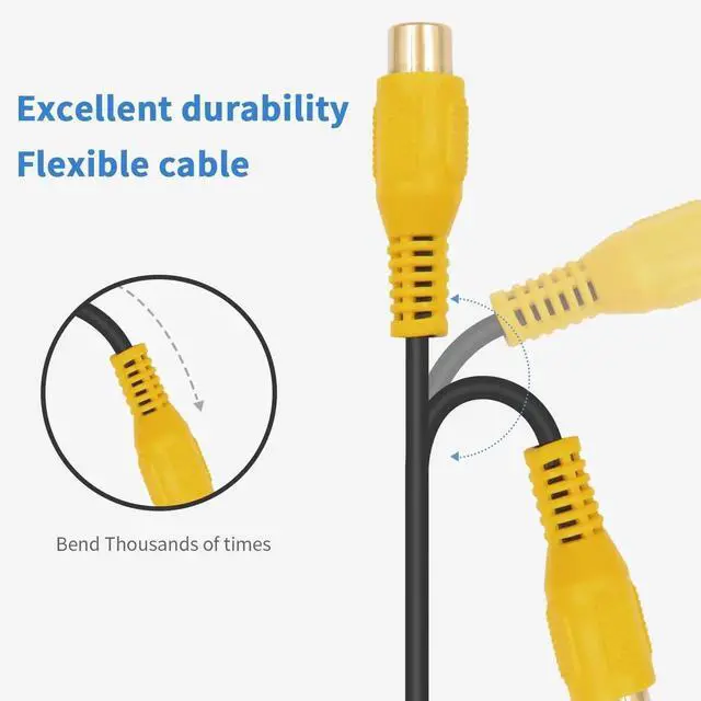 Alt view image 6 of 7 - Short RCA Extension Cable 6in/15cm, 90 Degree RCA Subwoofer Cable, RCA Male to Female Audio Cable Supports Shielded Digital Analogue, for HDTV, DVD, Amplifiers 2 Pack