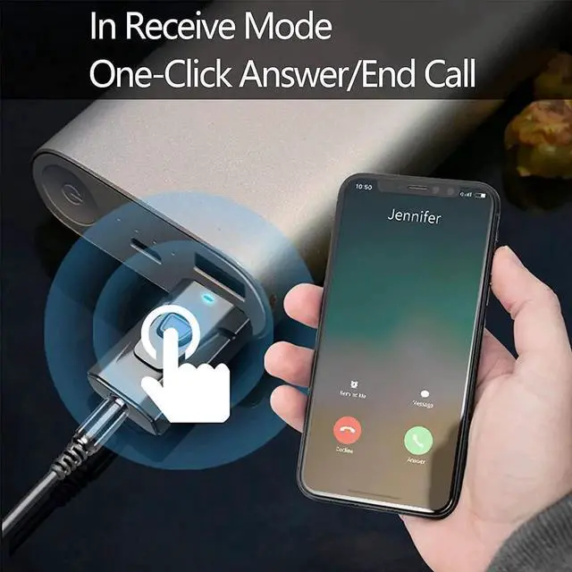 Alt view image 4 of 7 - USB BT 5.0 Adapter 4-in-1 Wireless Stereo Audio Transmitter Receiver Adapter with 3.5mm AUX for Car Aux PC TV Speaker Home Audio System