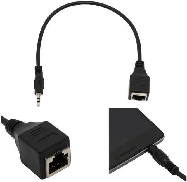 Main image of 3.5mm Male Jack TRS Audio Cable To RJ45 Socket Ethernet Adapter Wire 1pc