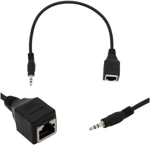 Alt view image 4 of 6 - 3.5mm Male Jack TRS Audio Cable To RJ45 Socket Ethernet Adapter Wire 1pc