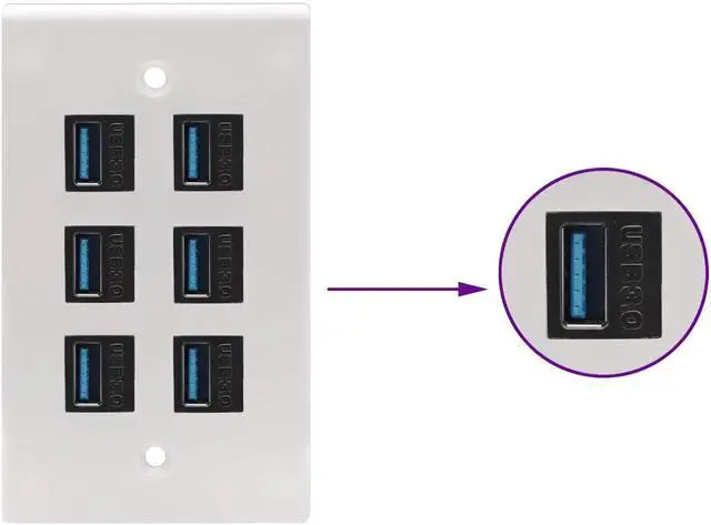 Alt view image 6 of 7 - USB 3.0 A Keystone Adapter Female to Female USB 3.0 A Keystone Jack Insert Socket Coupler Adapter for Wall Plate Outlet Panel (Black/5 Pack)