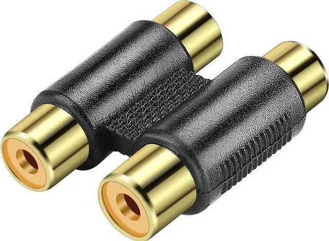 Main image of 2 RCA Female Jack to Female Jack Adapter Coupler Gold Plated RCA Connector Extender Dual RCA A/V Cable Jointer Converter for Speaker, Amplifier, RCA Cable, Gold