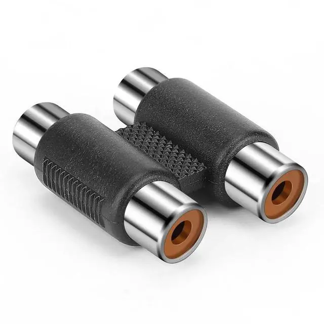 Alt view image 2 of 7 - 2 RCA Female Jack to Female Jack Adapter Coupler Nickel Plated RCA Connector Extender Dual RCA A/V Cable Jointer Converter for Speaker, Amplifier, RCA Cable, Silver