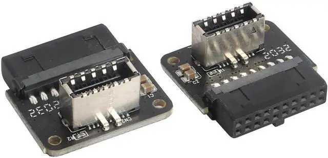 Main image of 2Pack 90 Degree USB 20Pin to USB3.1 Type-E Front Panel Connector Down-Right Angle Type-E USB 3.1 Female to 19/20Pin USB3.0 Female Header Extension Adapter for Computer