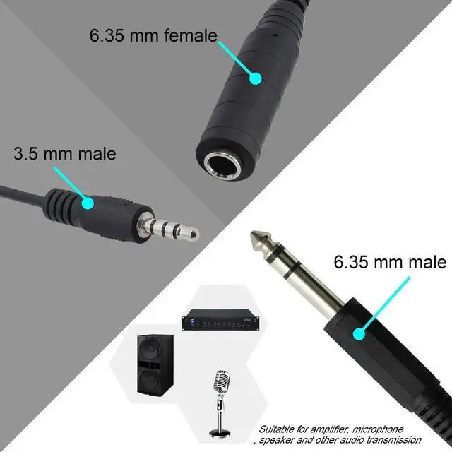 Alt view image 3 of 6 - 6.35mm TRS Male to 1/4 TRS Female Stereo Headphone Y Splitter Extension Cable