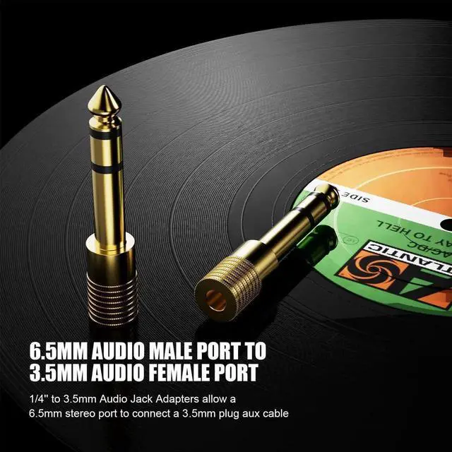 Alt view image 6 of 7 - Gold Plated 1/4 to 3.5mm Adapter, 6.35mm (1/4 inch) Male to 3.5mm (1/8 inch) Female Stereo Audio Adapter for Aux Cable, Guitar Amplifier, Headphone - 3 Pack