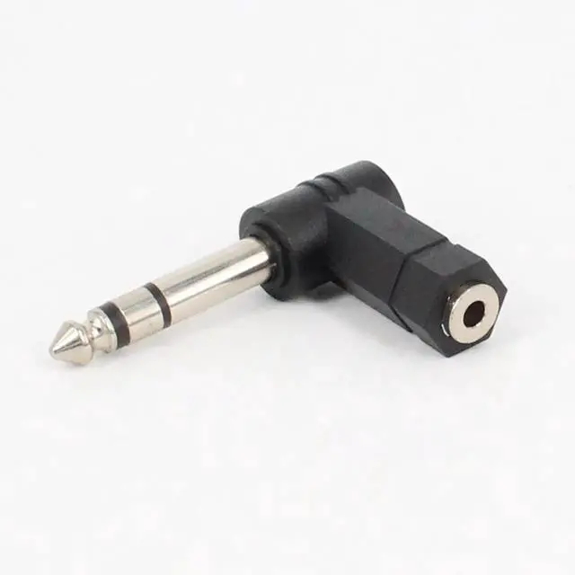 Alt view image 3 of 7 - 1/4 Inch TRS to 3.5mm Right Angle Adapter 90 Degree 6.35mm 3 Pole Male to 3.5mm Female Stereo AUX Headphone Audio Right Angle Converter Connector 2 Pcs