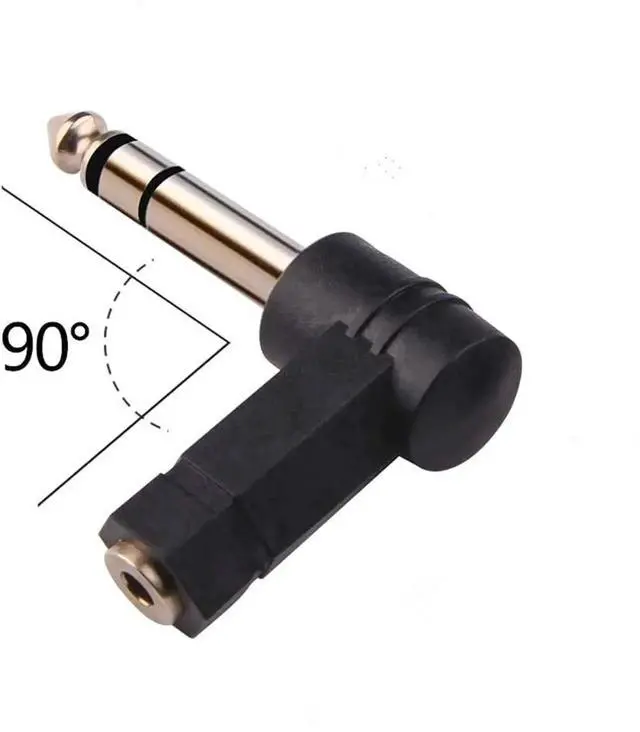 Alt view image 6 of 7 - 1/4 Inch TRS to 3.5mm Right Angle Adapter 90 Degree 6.35mm 3 Pole Male to 3.5mm Female Stereo AUX Headphone Audio Right Angle Converter Connector 2 Pcs
