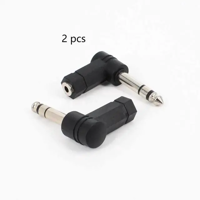 Alt view image 2 of 7 - 1/4 Inch TRS to 3.5mm Right Angle Adapter 90 Degree 6.35mm 3 Pole Male to 3.5mm Female Stereo AUX Headphone Audio Right Angle Converter Connector 2 Pcs