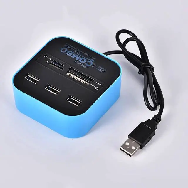 Alt view image 5 of 5 - Blue USB Splitter Memory Card Reader USB sd Card Reader Card Reader for Camera Memory Card Micro sd Reader Card Reader 7 in 1