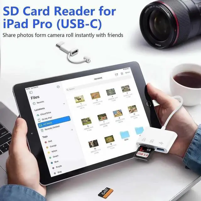 Alt view image 3 of 7 - USB C to SD Card Reader, SD Card Adapter with SD MicroSD USB 3 Ports, USBC Memory Card Reader for 15 Pro Max, Pro/Air/Mini, Mac, MacBook Pro/Air, and More USB-C/Type C Devices