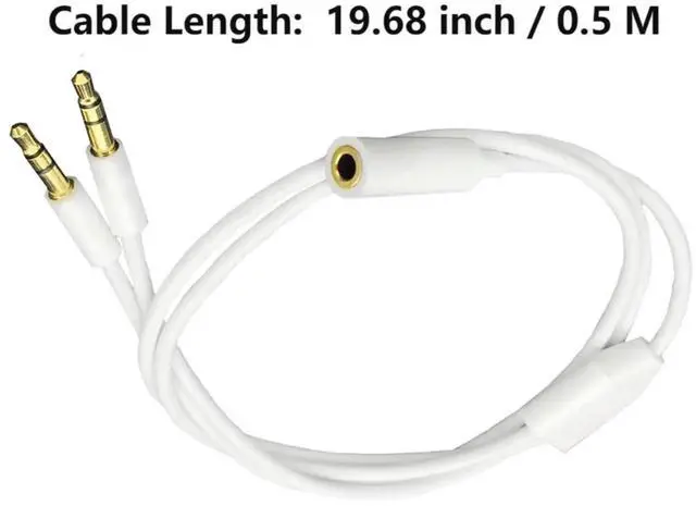 Alt view image 2 of 6 - 3.5mm Headphone Audio Splitter 1 Female to 2 Male TRS Y 3.5mm Splitter Cable Gold-Plated Stereo Jack for PC Smartphone MP4 Earphone Mp3 Speaker 19.68 inch 0.5m White