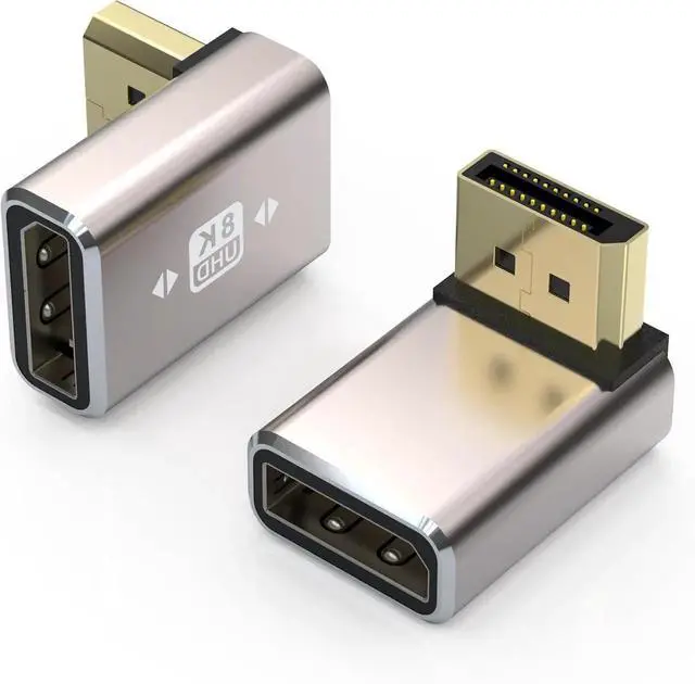 Alt view image 2 of 5 - Displayport 1.4 Adapter 90 Degree DP Converter UP&Down 8K/60Hz Right Angle DP Displayport Cable Adapter Connector 4K/144Hz DP1.2 Compatible DP Male to Female Angled Extension Saver-