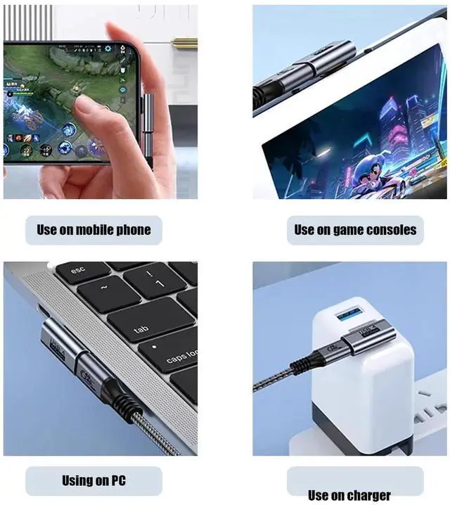 Alt view image 2 of 6 - 90 Degree USB C Adapter, Right Angle USB C 240W Male to Female Adapter Extender for Steam Deck, ROG Ally, MacBook, Tablet, Phone and More - 2Pack