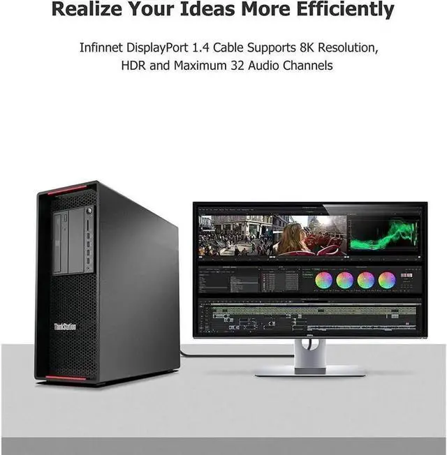 Alt view image 3 of 6 - DisplayPort Cable 1.4 Infinnet 8K DisplayPort 1.4 1.4a Cable 2K 280Hz 240Hz 165Hz 4K 160Hz 144Hz 1080p 390Hz 360Hz Display Port DP 1.4 Cable HBR3 Cord HDR DisplayPort Cable 2m (6 feet)