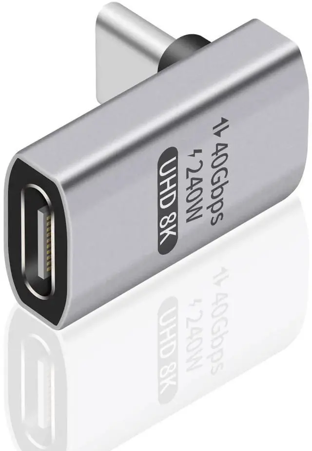 Main image of USB C 90 Degree Adapter [ 40Gbps, 240W PD,8K@60Hz Video] 90 Degree USB C Angle Adapter, Type C Male to Female Extender Connector for Tablet, HUB, Thunderbort ect 1 Pack