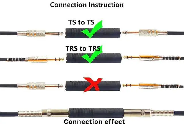 Alt view image 7 of 7 - 1/4 Inch TRS TS Coupler 6.35mm Female to Female Audio Adapter 6.35mm TRS Stereo TS Mono Jack Connector Extension for Microphone Guitar Speaker Tuner 2pcs