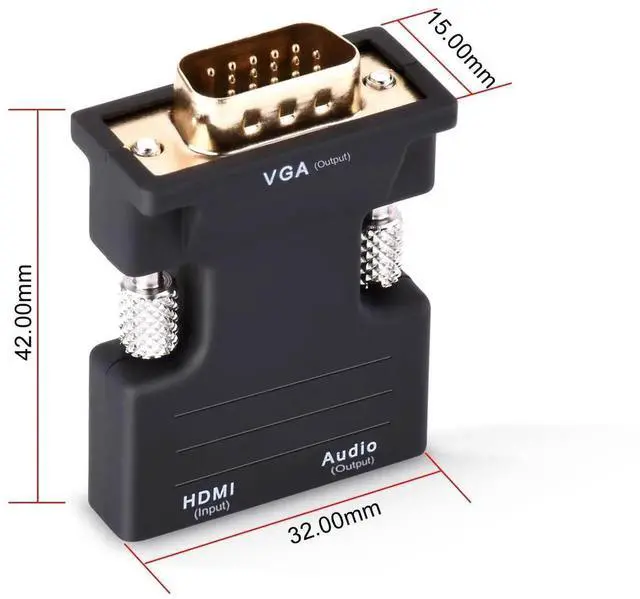 Alt view image 4 of 7 - Active 1080P Female HDMI to VGA Male Converter Adapter Dongle with 3.5mm Stereo Audio Portable HDMI Connector for Laptop PC PS3 Xbox STB Blu-ray DVD TV Stick