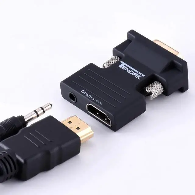 Alt view image 5 of 7 - Active 1080P Female HDMI to VGA Male Converter Adapter Dongle with 3.5mm Stereo Audio Portable HDMI Connector for Laptop PC PS3 Xbox STB Blu-ray DVD TV Stick