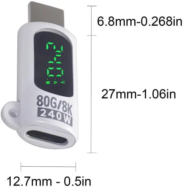 Alt view image 2 of 6 - 80Gbps USB C Extension Adapter, 240W USB C Male to Female Adapter with Digital Display Type C Extender 8K@60Hz Thunderbolt 5 Connector for iPhone, MacBook, Headphone, OTG, Gamer, 2 Style