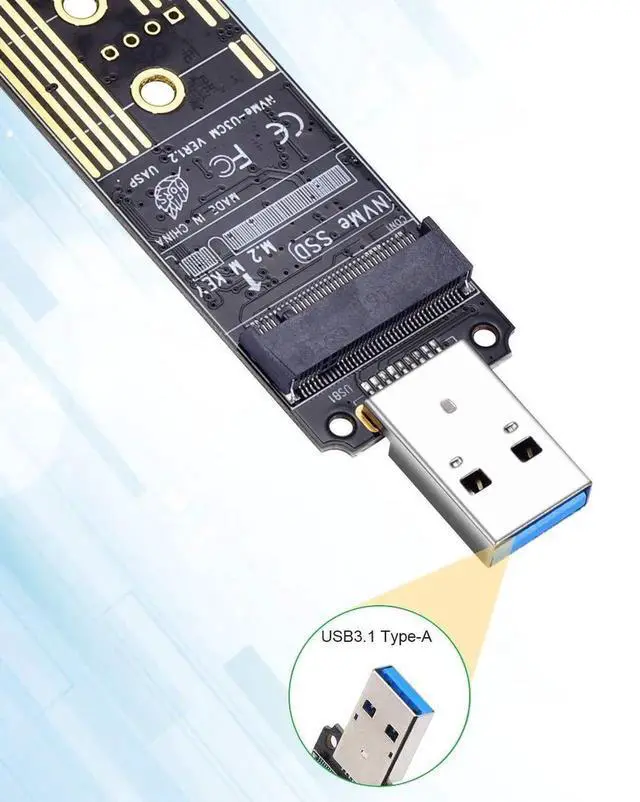 Alt view image 2 of 5 - M.2 NVME USB 3.1 Adapter,M-Key M.2 NVME to USB Card Reader USB 3.1 Gen 2 Bridge Chip with 10 Gbps High Performance, Compatible with Samsung 950/960/970 Evo/Pro or Other M.2 SSDs with PCI-E Type