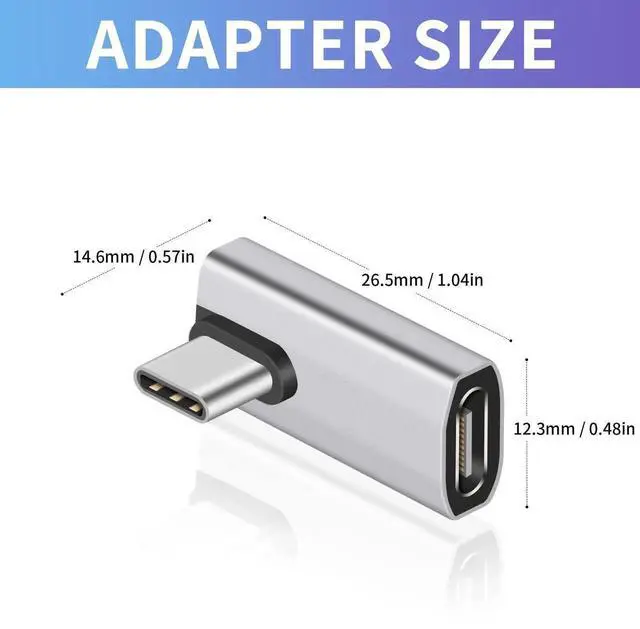 Main image of 90 Degree USB C Adapter, Right Angle USB C Male to Female Adapter, 40Gbps Data Transfer, 8K@60Hz Video, Compatible with Thunderbolt4/3, Laptop, Tablet, Phone (1 Pack)