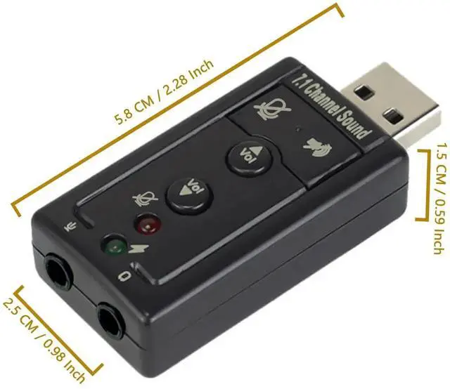 Alt view image 7 of 7 - 7.1 Channel USB External Sound Card Audio Adapter