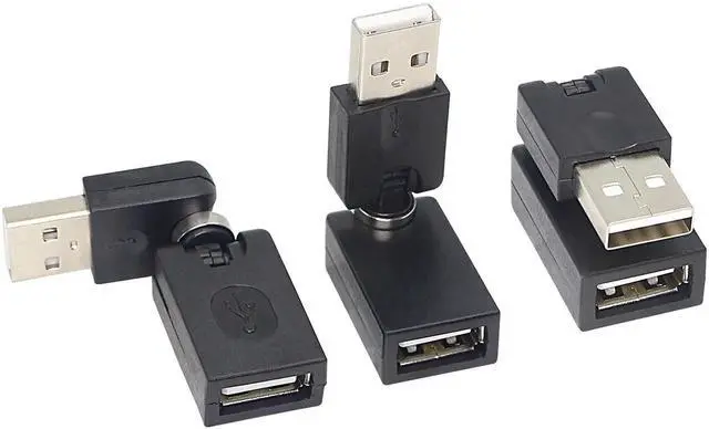 Alt view image 6 of 7 - Swivel USB Adapter, Rotatable USB 2.0 Type A Male to Type A Female Extension Connector 360 Degree Rotation Adjustable Right Angle Extension Adapter Converter(Black- 2 Pack)