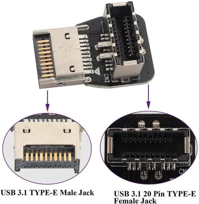 Alt view image 5 of 7 - 1Pack 90 Degree USB 3.2 Front Panel Internal Connector Down-Right Angle Type-E USB 3.1 Female to Male Front Panel Socket Adapter for Type-E Motherboard Extension Data Adapter(Type-E/Down)