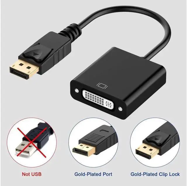 Alt view image 6 of 7 - DisplayPort to DVI DVI-D Single Link Adapter, Display Port to DVI Converter Male to Female Black Compatible for HP and Other Brand