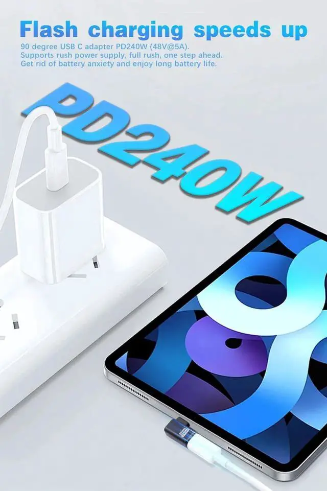 Alt view image 5 of 7 - 80Gbps Right Angle USB-C Adapter, Up to [8K@60Hz Video, 240W Charging, 80Gbps Data Transfer] 90 Degree USB C Extender Adapter for Thunderbolt 5/4, iPhone 16, Steam Deck 2 Pack