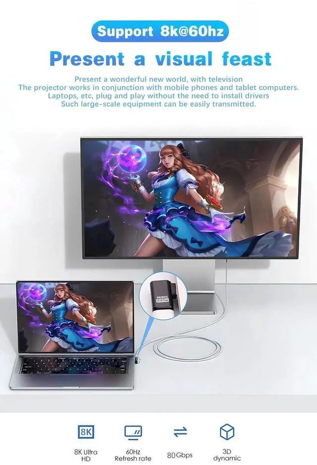 Alt view image 3 of 7 - 80Gbps Right Angle USB-C Adapter, Up to [8K@60Hz Video, 240W Charging, 80Gbps Data Transfer] 90 Degree USB C Extender Adapter for Thunderbolt 5/4, iPhone 16, Steam Deck 2 Pack