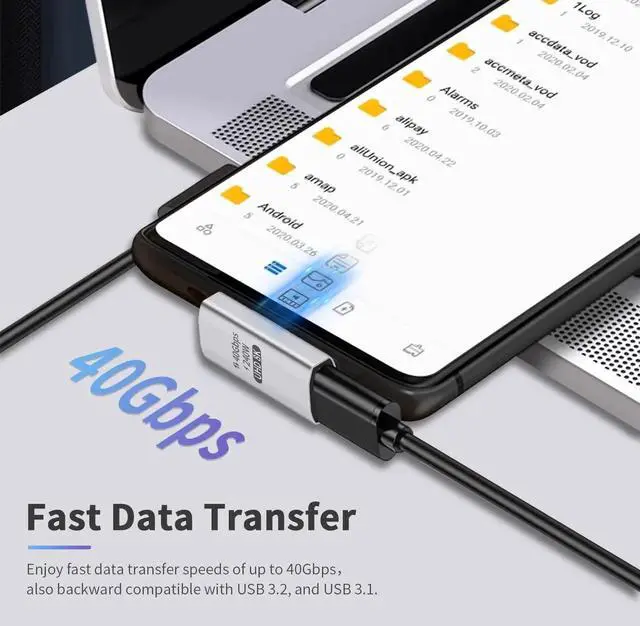 Alt view image 4 of 7 - 90 Degree USB C Adapter, 240W Right Angle USB C Male to Female Adapter with 40Gbps, 8K@60Hz Video Display for Thunderbolt4/3, Laptop, Tablet, Phone