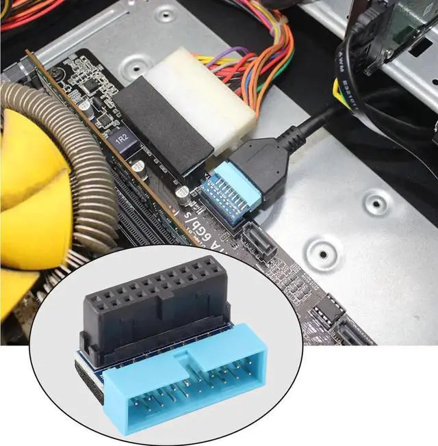 Alt view image 6 of 7 - 2 Pack Down Right Angle USB 3.0 19-pin Connector 90 Degree 19Pin/20Pin 3.0 USB Female to Male Extension Power Adapter Board for Desktop Motherboard Internal Header Adapter(Down/Blue-20Pin)