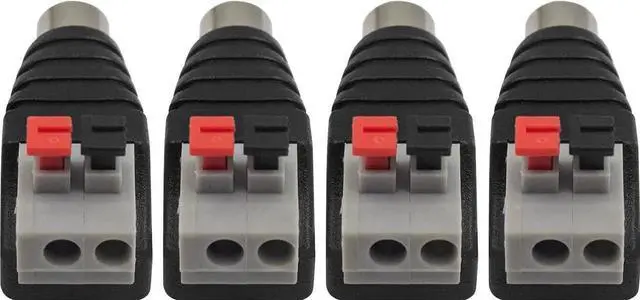 Alt view image 6 of 6 - RCA Female Speaker Wire Adapter, Phono RCA Female to AV 2 Screw Terminal Female Video Audio Spring Press Type Balun Connector Adaptor for CCTV(4-Pack)