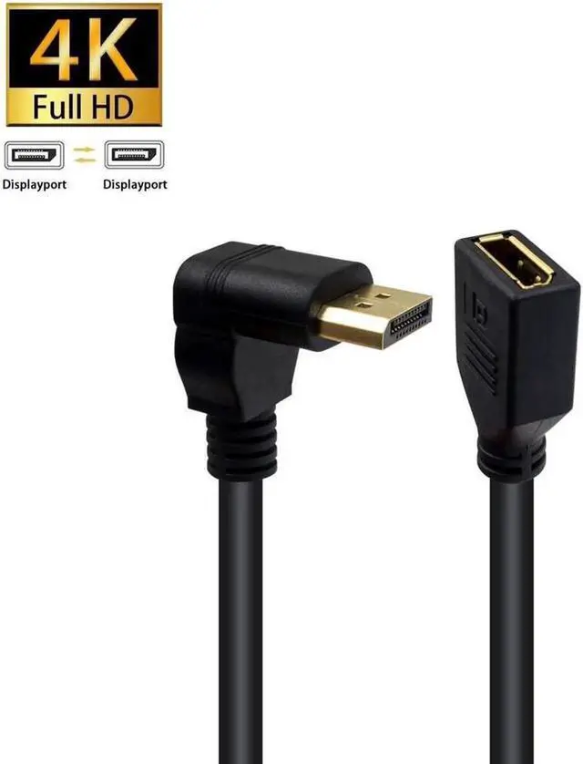 Alt view image 6 of 6 - Displayport Extension Cable 90 Degree Displayport Extender Up Angle Displayport Male to Female DP to DP Extension Adapter Cable Gold Plated 30 CM/12inch