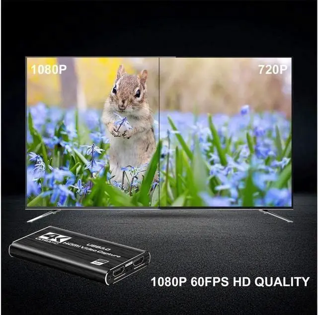 Alt view image 3 of 7 - 4K Audio Video Capture Card, USB 3.0 HDMI Video Capture Device, Full HD 1080P 60FPS for Game Recording, Live Streaming Broadcasting-Black