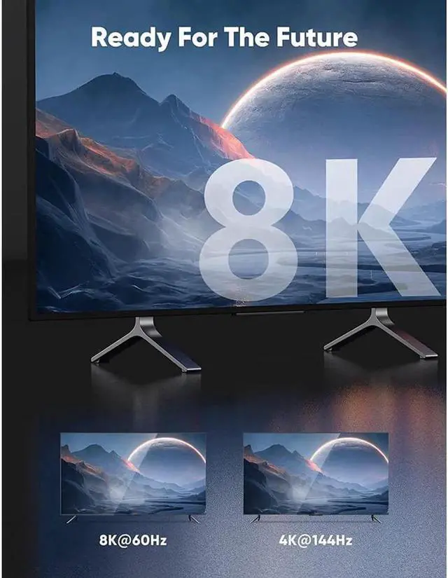 Alt view image 5 of 6 - DisplayPort Cable 1.4, Capshi 8K DP Cable 10 FT (8K@60Hz, 4K@144Hz, 1080P@240Hz) HBR3 Support 32.4Gbps, HDCP 2.2, HDR10 FreeSync G-Sync for Gaming Monitor 3090 Graphics PC (Grey)