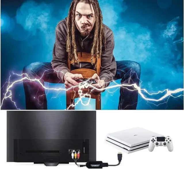 Alt view image 5 of 5 - HDMI to RCA Converter HDMI to RCA Cable Adapter 1080P HDMI to AV 3RCA CVBs Composite Video Audio Supports NTSC for PC Laptop HDTV DVD VHC VCR