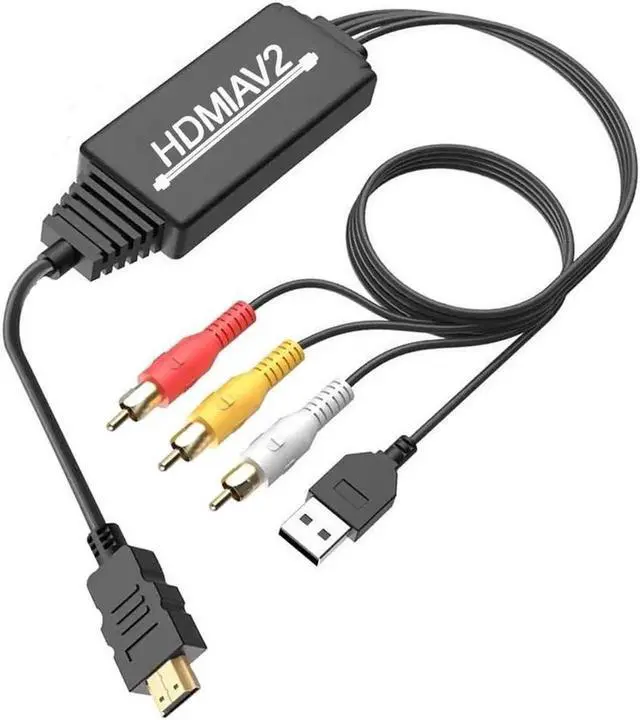 Main image of HDMI to RCA Converter HDMI to RCA Cable Adapter 1080P HDMI to AV 3RCA CVBs Composite Video Audio Supports NTSC for PC Laptop HDTV DVD VHC VCR