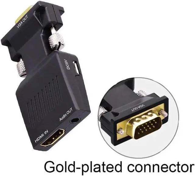 Alt view image 2 of 7 - HDMI Female to VGA Male Adapter,HDMI to VGA Converter 1080P with 3.5mm Audio Output Port Portable HDMI Connector for Laptop PC HDTV Projectors and Other HDMI Input Devices Black - HDMI TO VGA