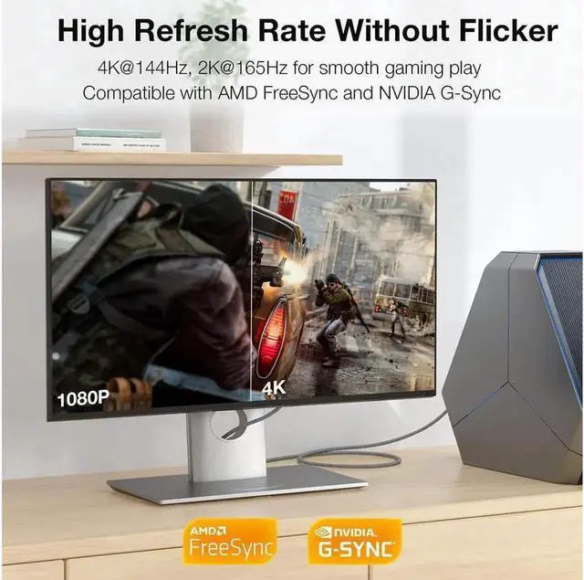 Alt view image 3 of 7 - 8K DisplayPort to HDMI Cable DP 1.4 to HDMI 2.1 Video Cable Support 8k@30Hz 4K@144Hz Dynamic HDR Dolby Vision HDCP 2.3 DSC 1.2a for Lenovo HP ASUS Dell AMD NVIDIA and More (6.6ft)
