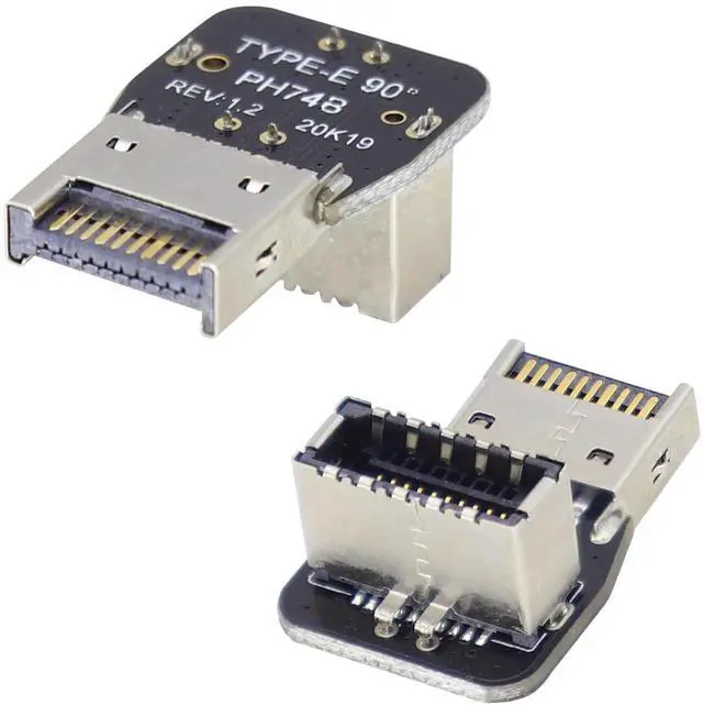Alt view image 4 of 7 - 2Pack 90 Degree USB 3.2 Front Panel Internal Connector Down-Right Angle Type-E USB 3.1 Female to Male Front Panel Socket Adapter for Type-E Motherboard Extension Data Adapter(Type-E/Down)