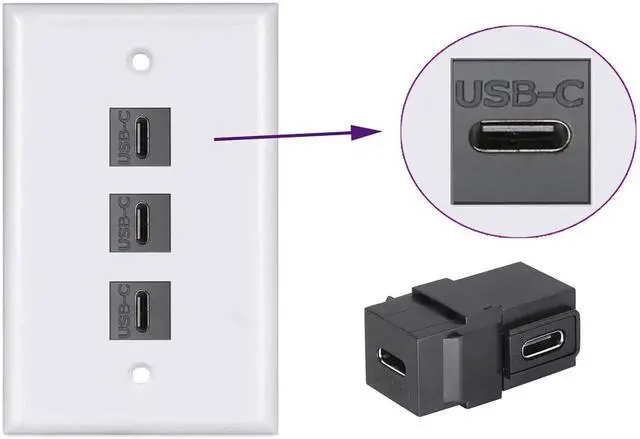 Alt view image 6 of 7 - 90 Degree USB C 3.1 Keystone Insert Jack Connector Right Angled USB 3.1 Type-C Female to Female Keystone Insert Socket Adapter Coupler for Wall Plate Outlet Panel (90 Degree/Black/2 Pack)