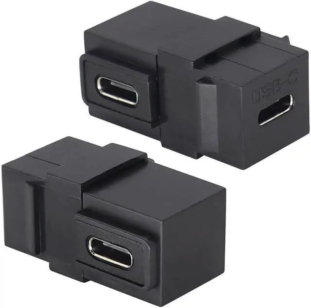 Main image of 90 Degree USB C 3.1 Keystone Insert Jack Connector Right Angled USB 3.1 Type-C Female to Female Keystone Insert Socket Adapter Coupler for Wall Plate Outlet Panel (90 Degree/Black/2 Pack)