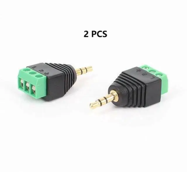 Alt view image 7 of 7 - 3.5mm 3 Pole Stereo Audio Male to 3 Screw Terminal Female Adapter 1/8 Inch TRS Stereo to 3-Pole Soldless Screw Double Track Headphone Converter 2-Pack