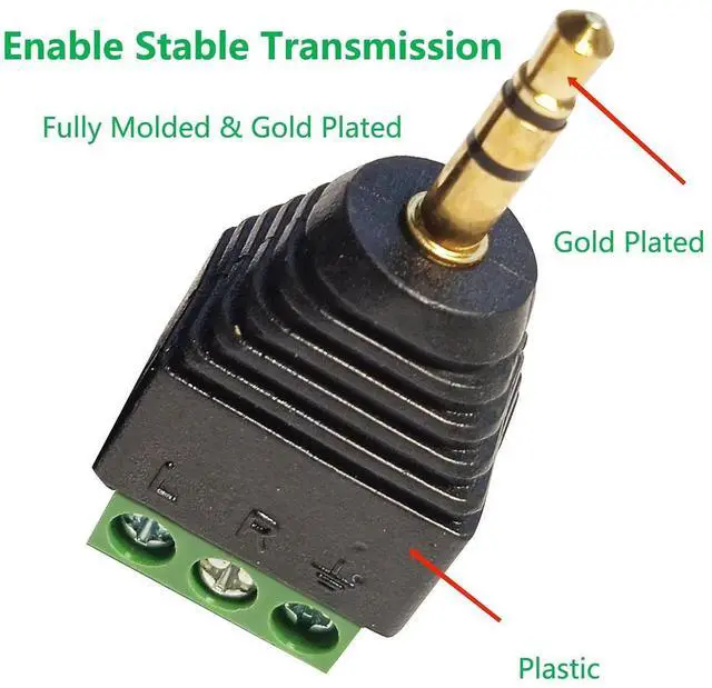 Alt view image 3 of 7 - 3.5mm 3 Pole Stereo Audio Male to 3 Screw Terminal Female Adapter 1/8 Inch TRS Stereo to 3-Pole Soldless Screw Double Track Headphone Converter 2-Pack